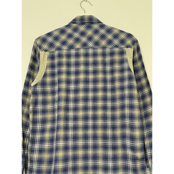 Under Armour Women’s Medium Flannel Snap Shirt Blue Plaid Outdoor Cabin Logo - Picture 7 of 15